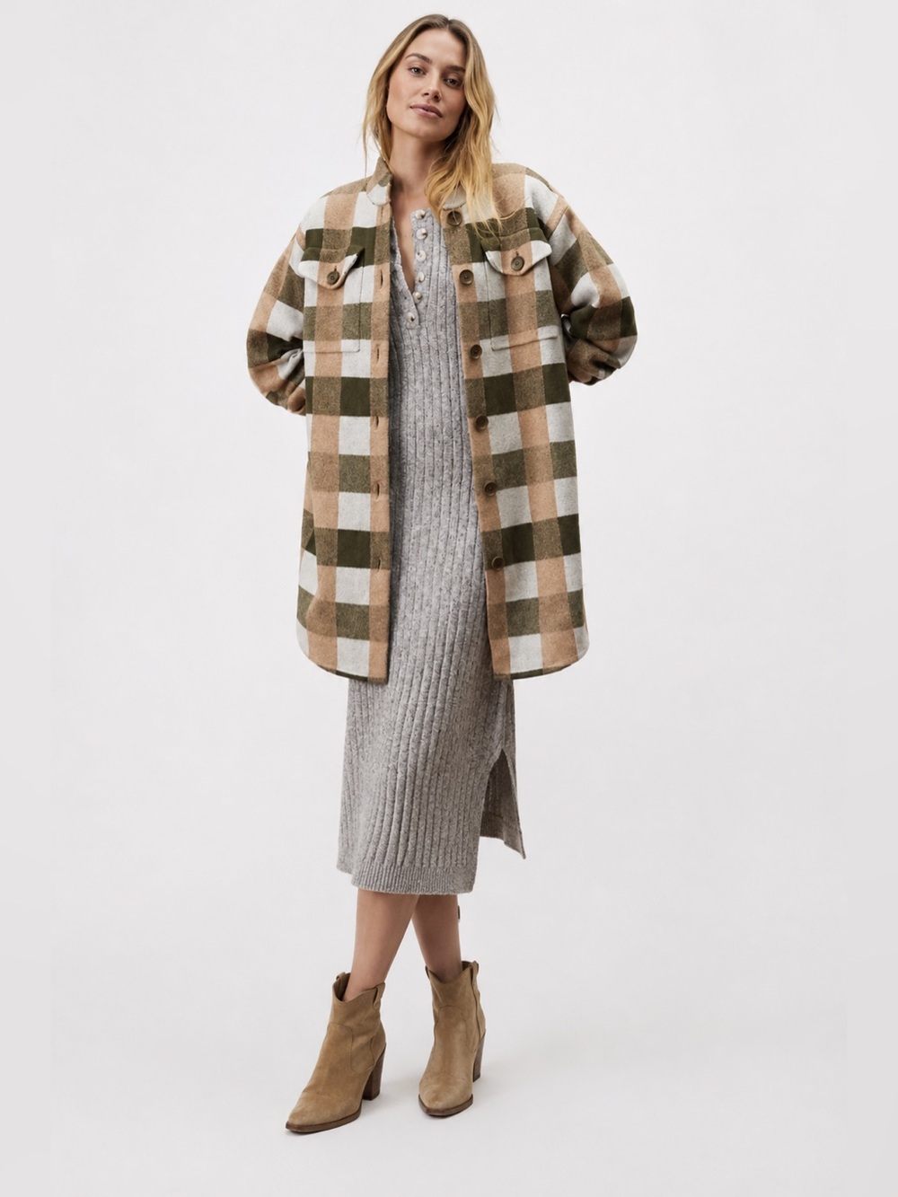 Anthropologie Field Flower 100% Wool Plaid Shacket Coat | Size Small Cottagecore